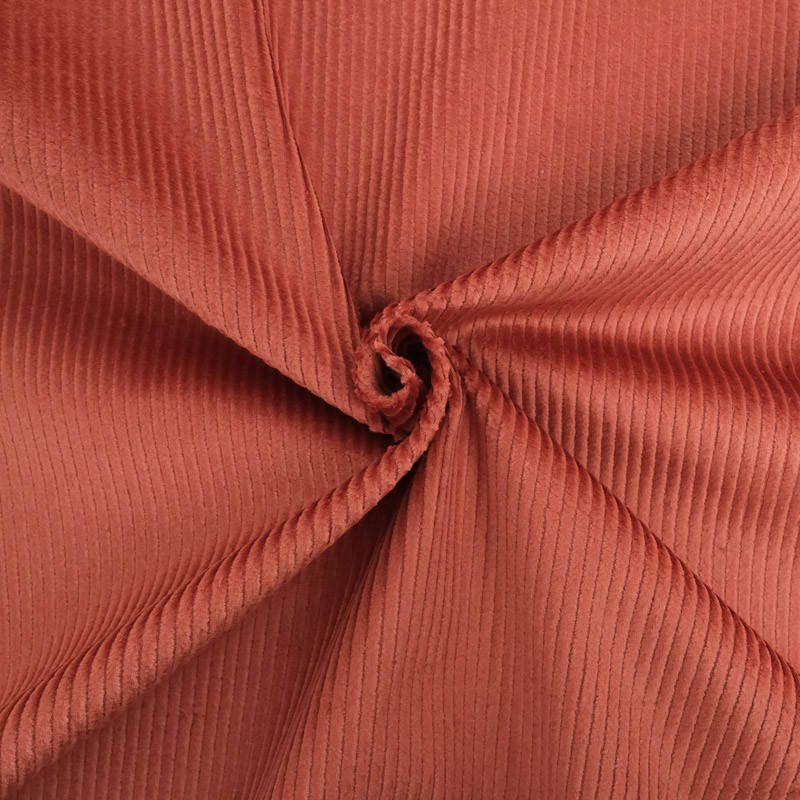 Terciopelo acanalado elástico Maé en color siena